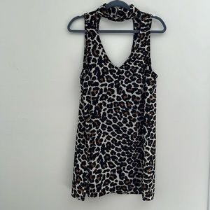Show Me Your MuMu Womens Friday Choker Leopard Print Mini Dress Size Large